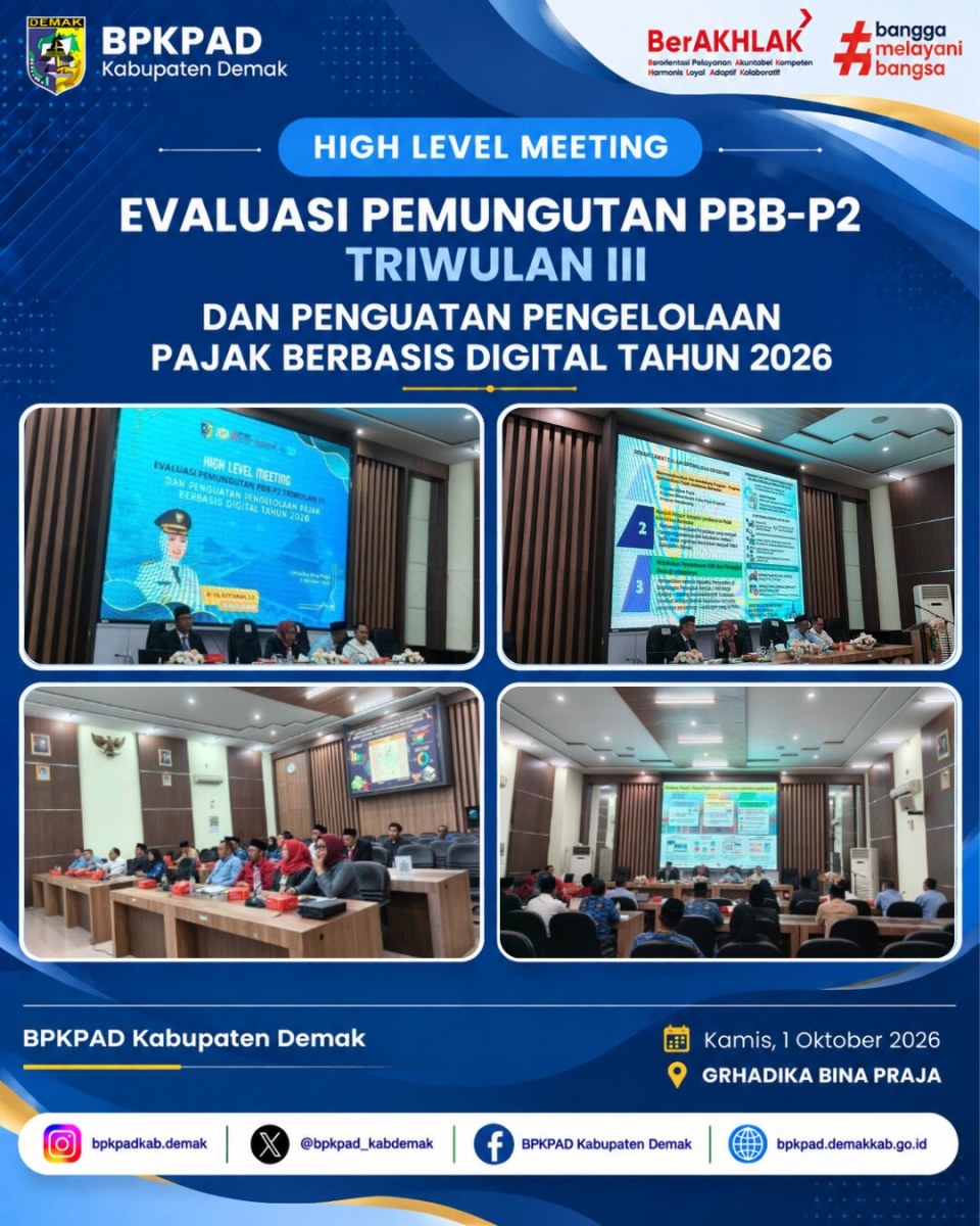 Pemkab Demak Evaluasi Pemungutan PBB-P2 Triwulan III dan Perkuat Pengelolaan Pajak Berbasis Digital