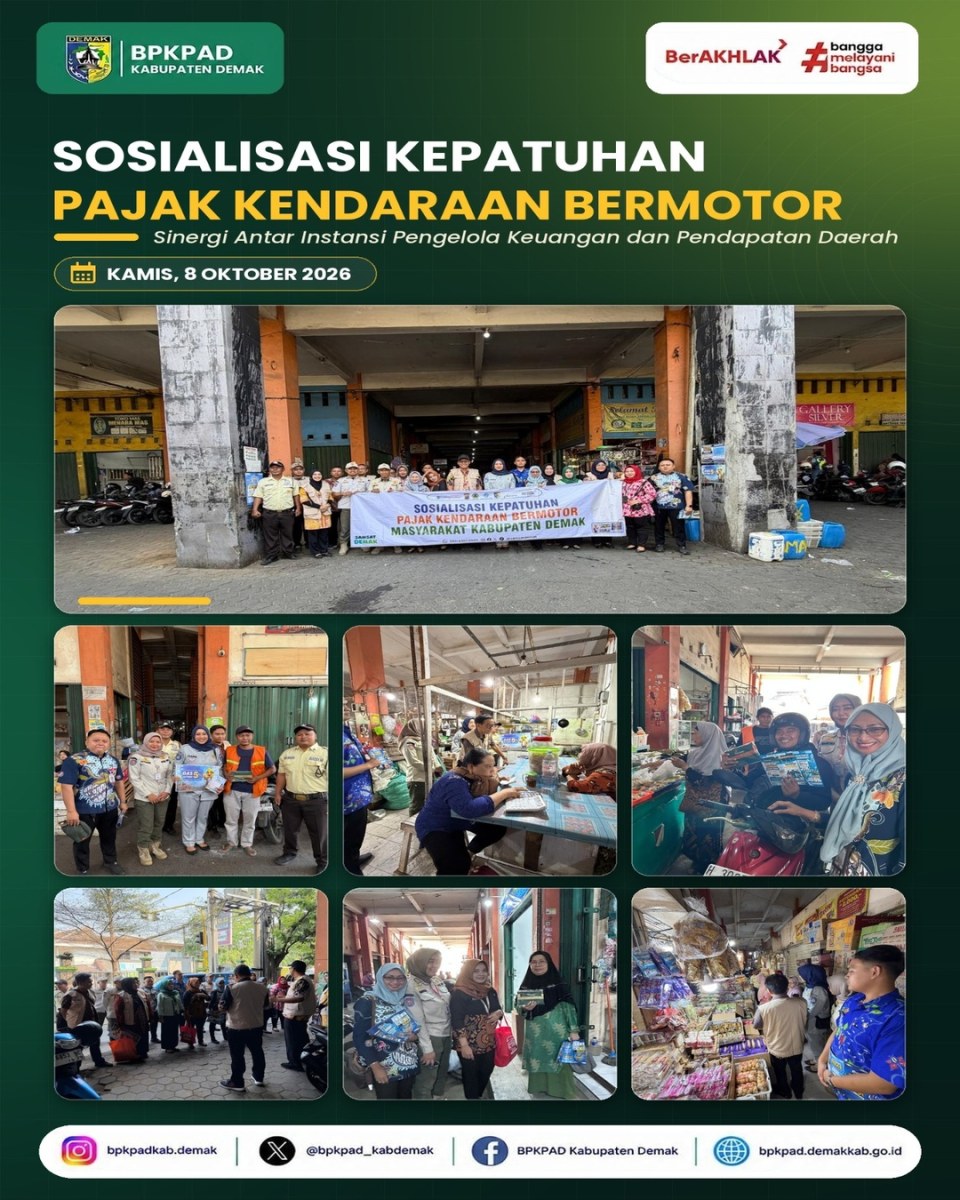 BPKPAD Kabupaten Demak Sosialisasikan Kepatuhan Pajak Kendaraan Bermotor di Pasar Bintoro